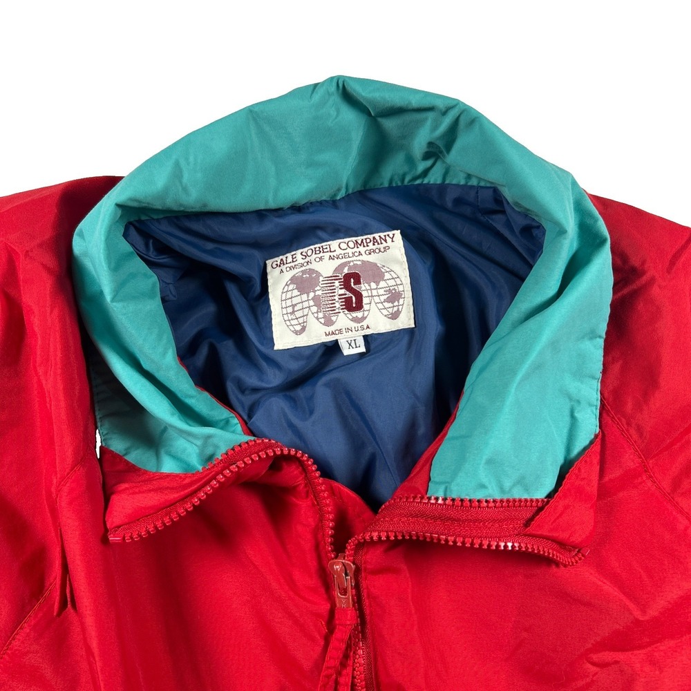 Vtg Gale Sobel Men Red Blue Retro Track Suit Jacket Windbreaker XL Made in USA